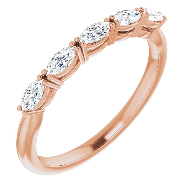 Marquise Diamond Five Stone Wedding Band-VIRABYANI